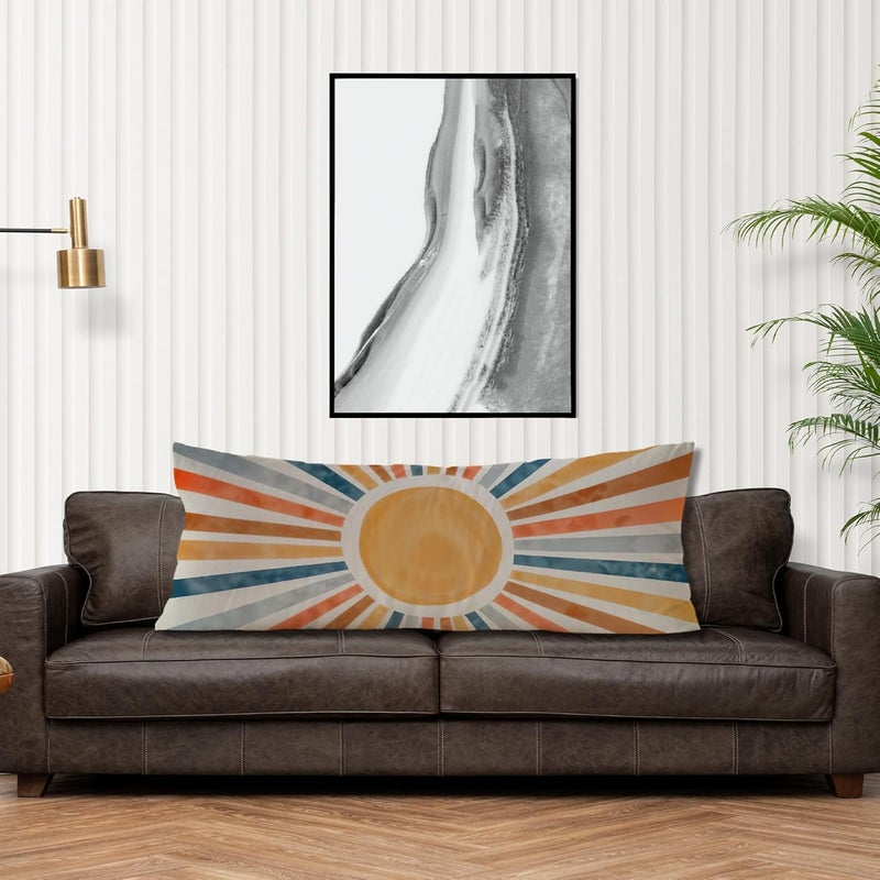 Exqcom Store Boho Abstract Colorful Sun Body Pillow Covers 20x54, Boho Room Decor, Retro Mid Century Modern Sunrise Sunset Long Body Pillow Case Cover with Hidden Zipper for Women Men Adults - Image 4